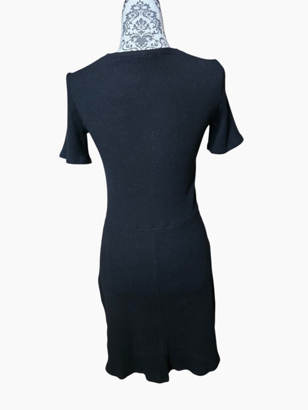 Reformation Cardinal Black Ribbed Mini Dress Size Large - Picture 3 of 11